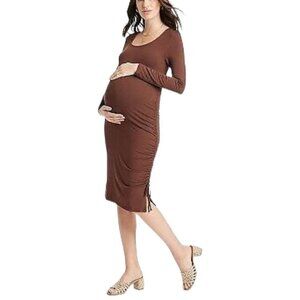 Long Sleeve Rushed Bodycon Maternity Dress | Isabel Maternity | X Large